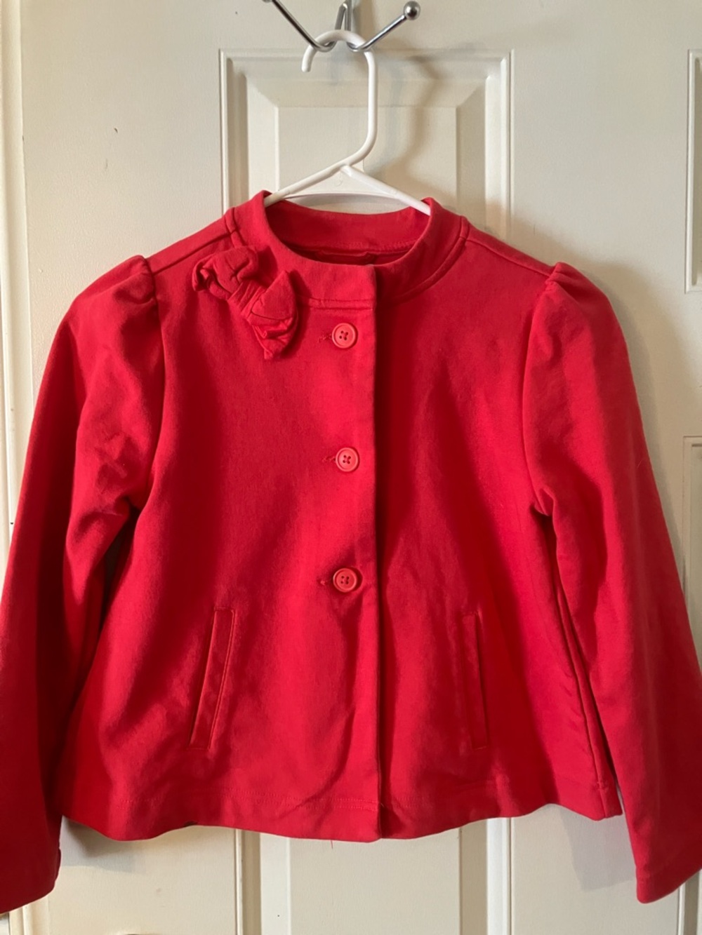 Gymboree Bright Red Girls Button-Front Pea Coat with Bow